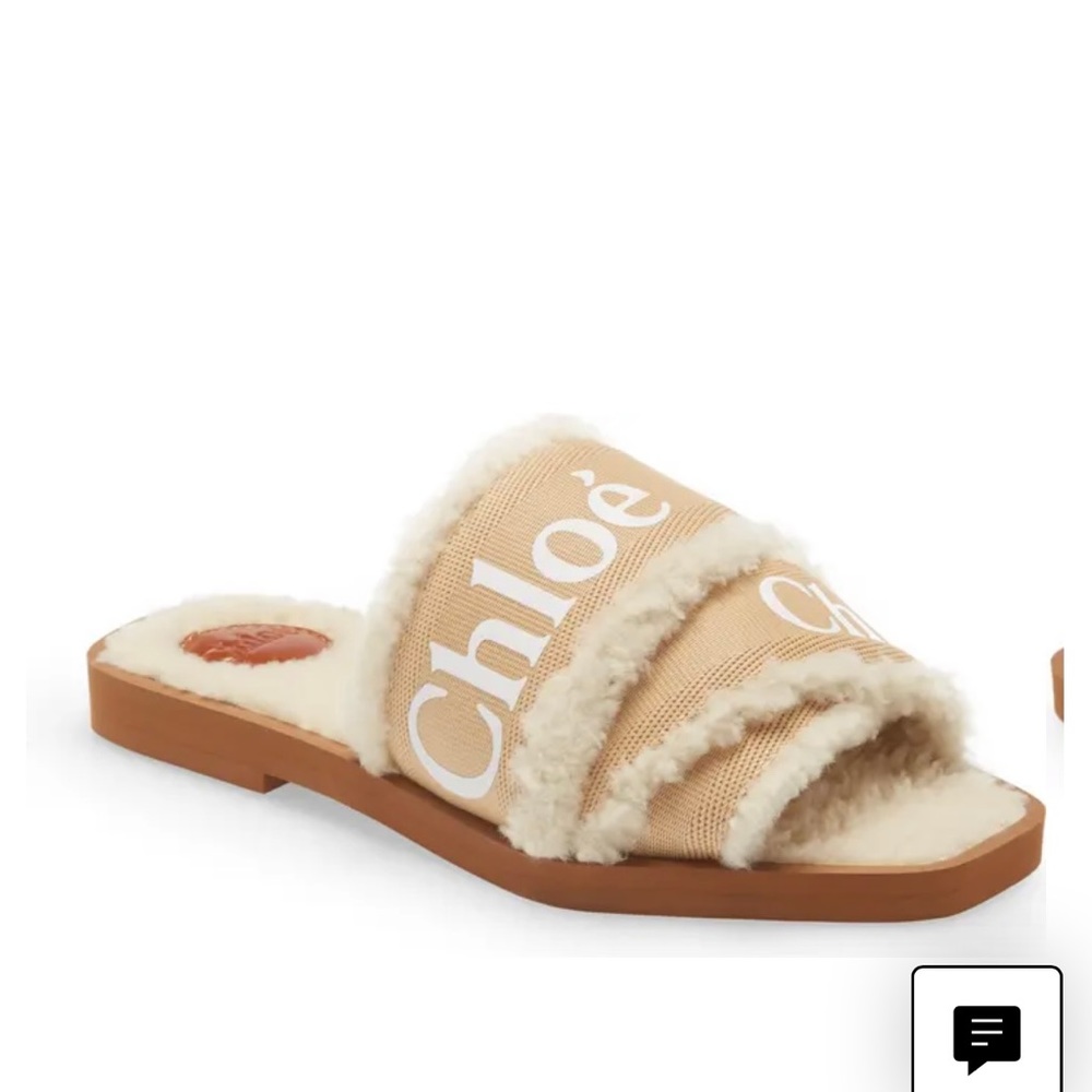Chloe.  Woody Genuine Shearling Slide Sandal
